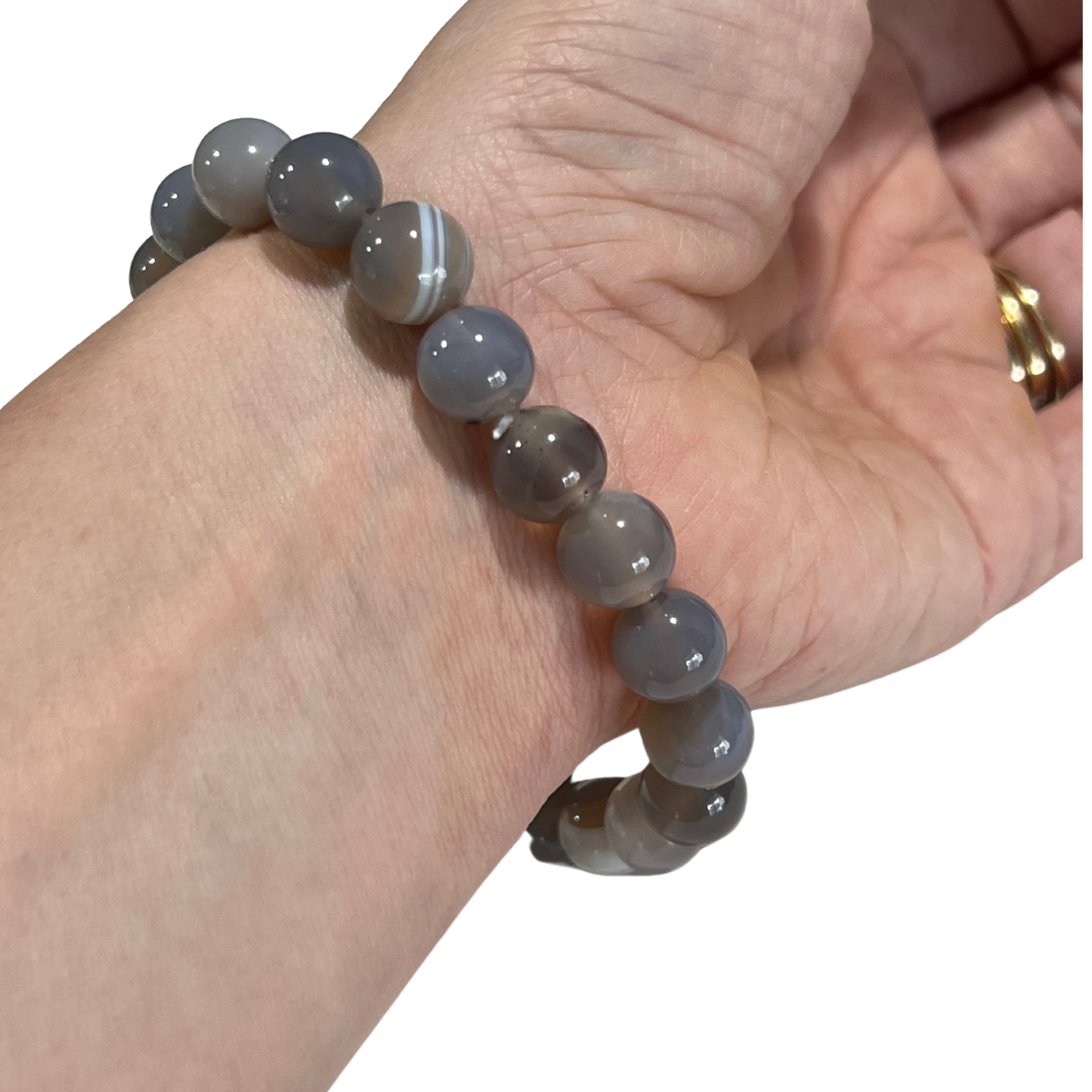 Marbled Grey Agate Stone Beaded Bracelet With 18K Gold Dipped Druzy The Bridal Call Callection- Style 1