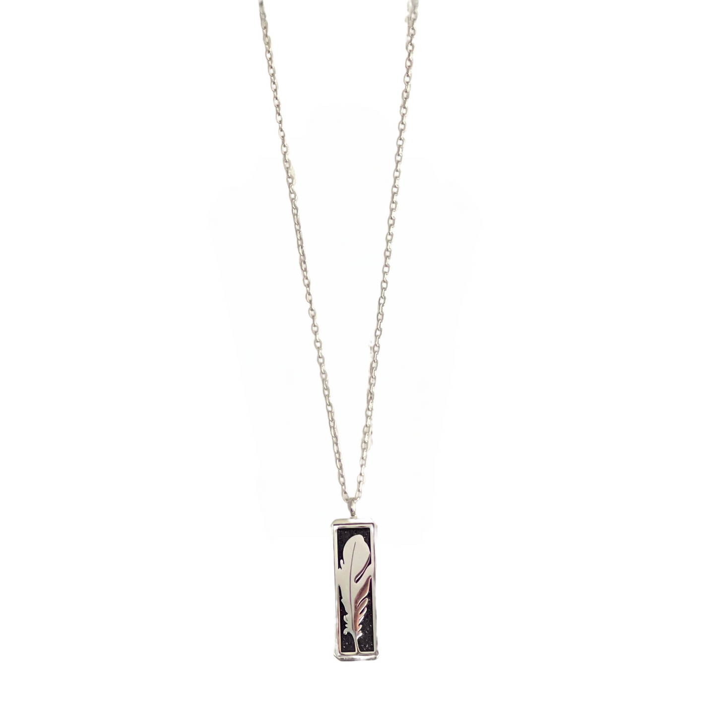 Under His Feathers Diffuser Necklace in Silver