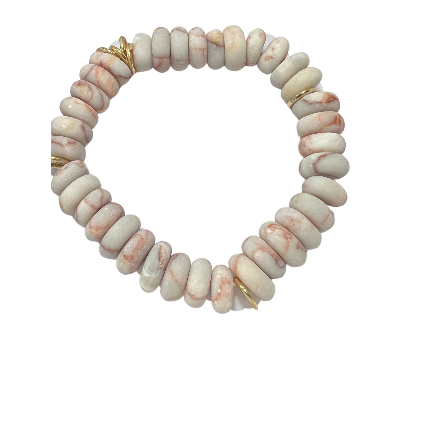 Stones that Cry Out Red- Veined Jasper Rondelle Stone Stretchy Cord Bracelet