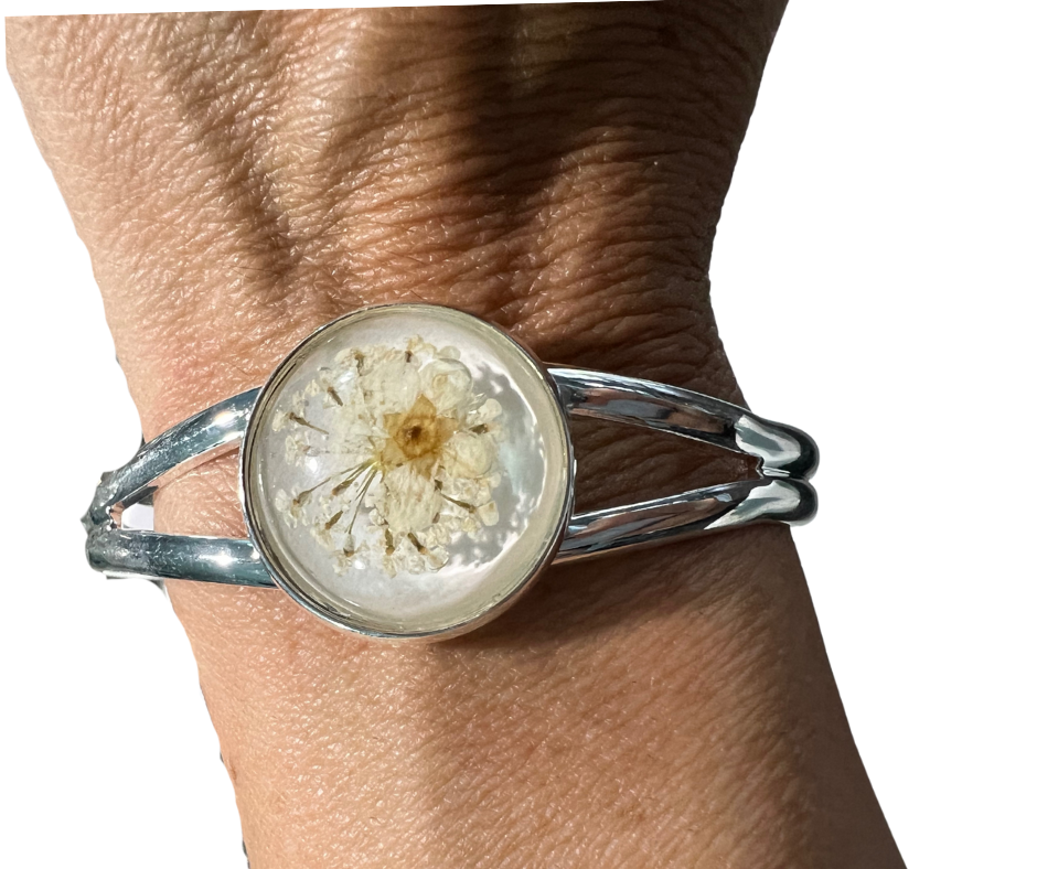 In Bloom- Perfectly Preserved Silver Cuff Bracelet