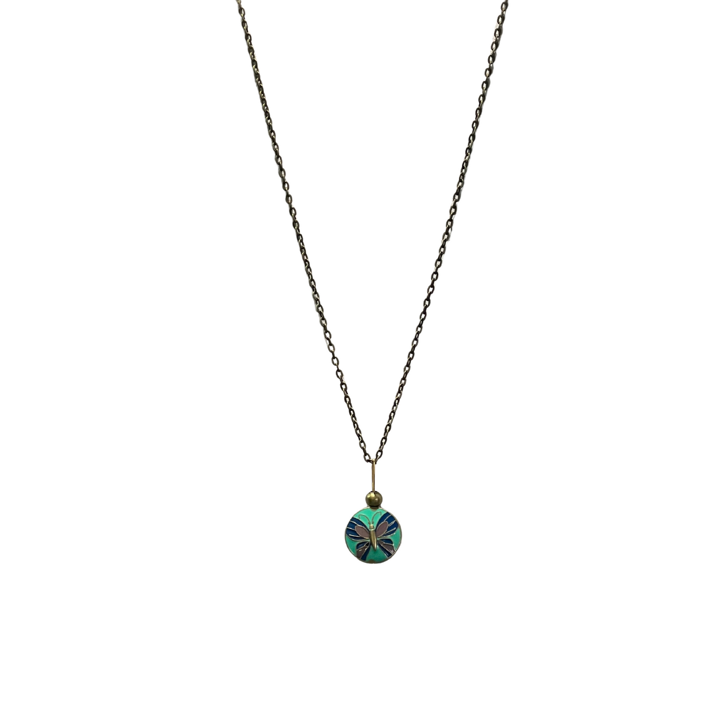 Emergence Enamel Brass Butterfly Necklace