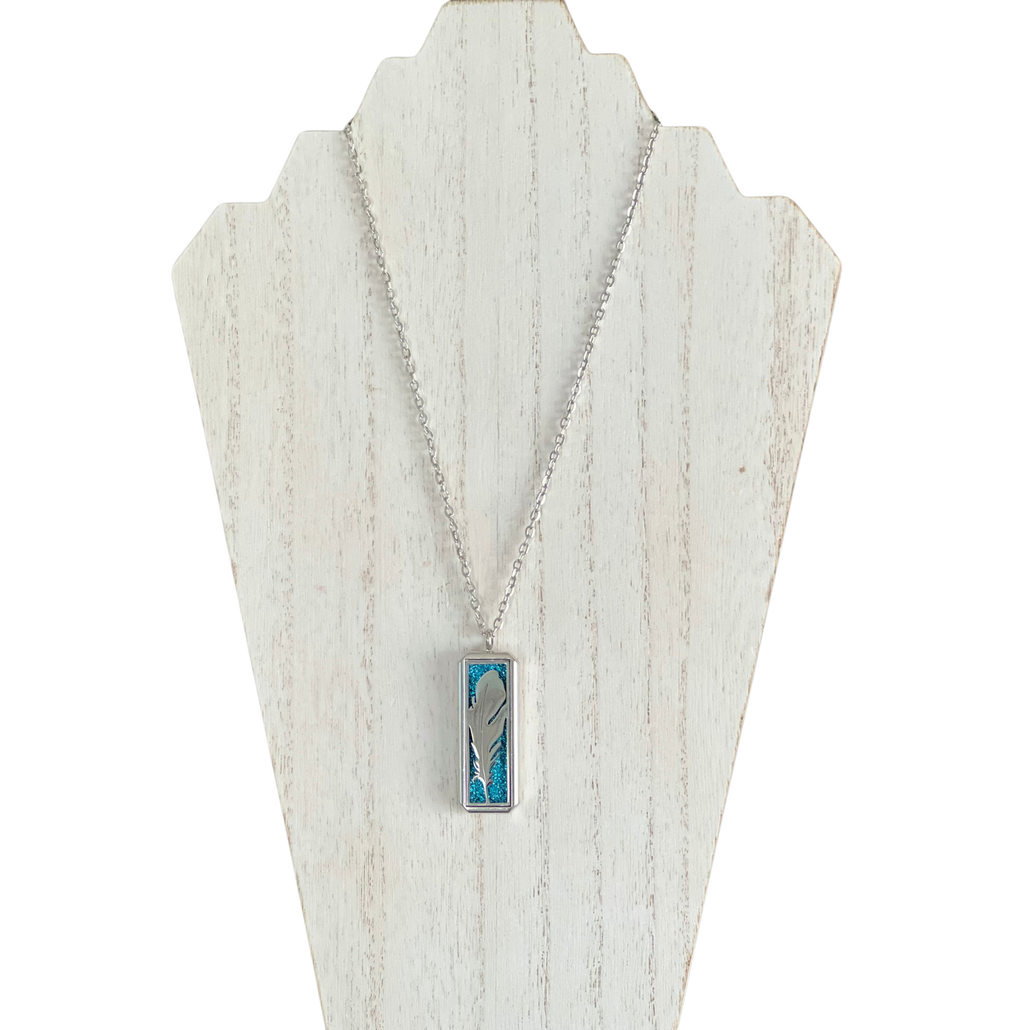 Under His Feathers Diffuser Necklace in Silver