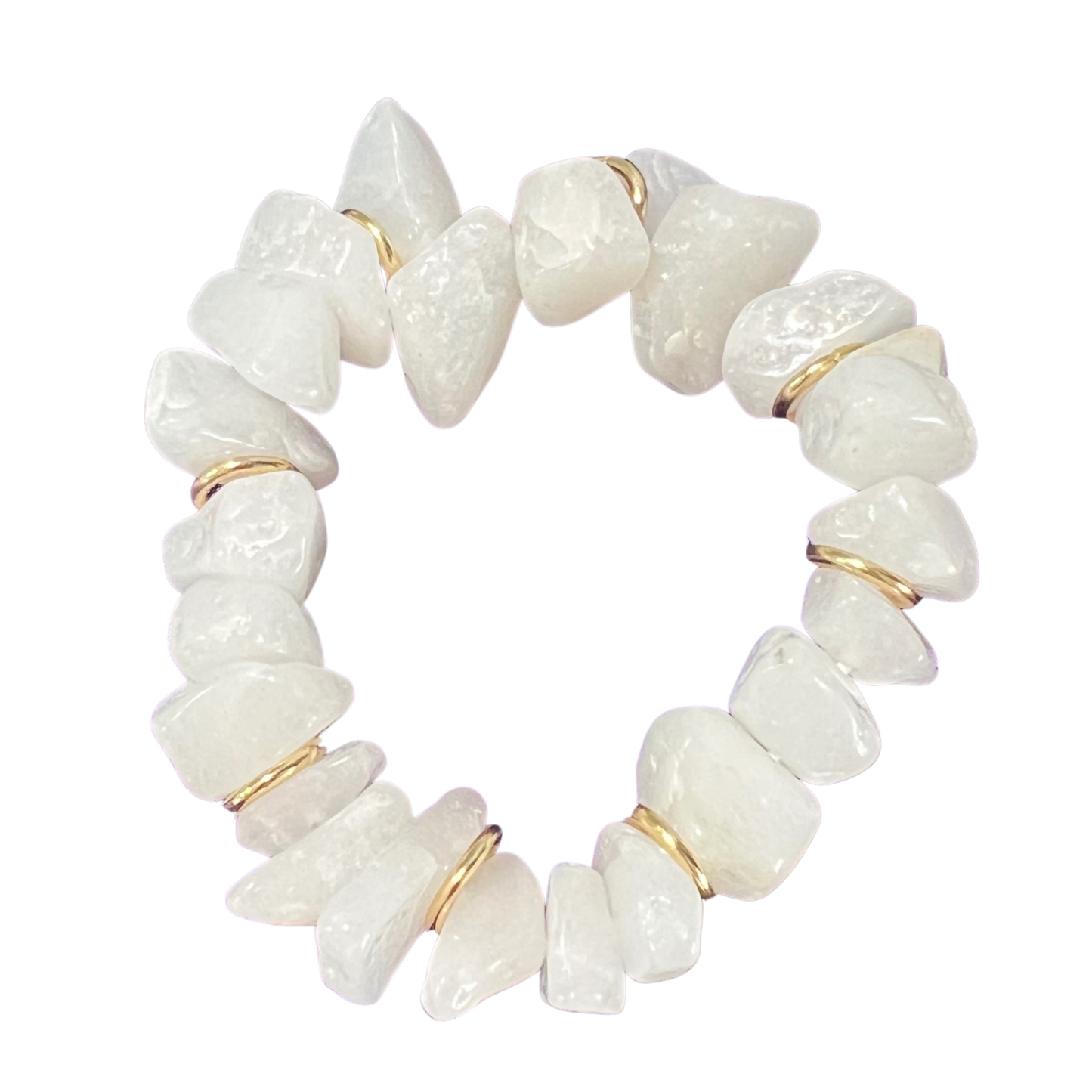 Snow White Quartz Pebbled Beaded Bracelet With 18K Gold Plated Findings- The Bridal Call Style 4