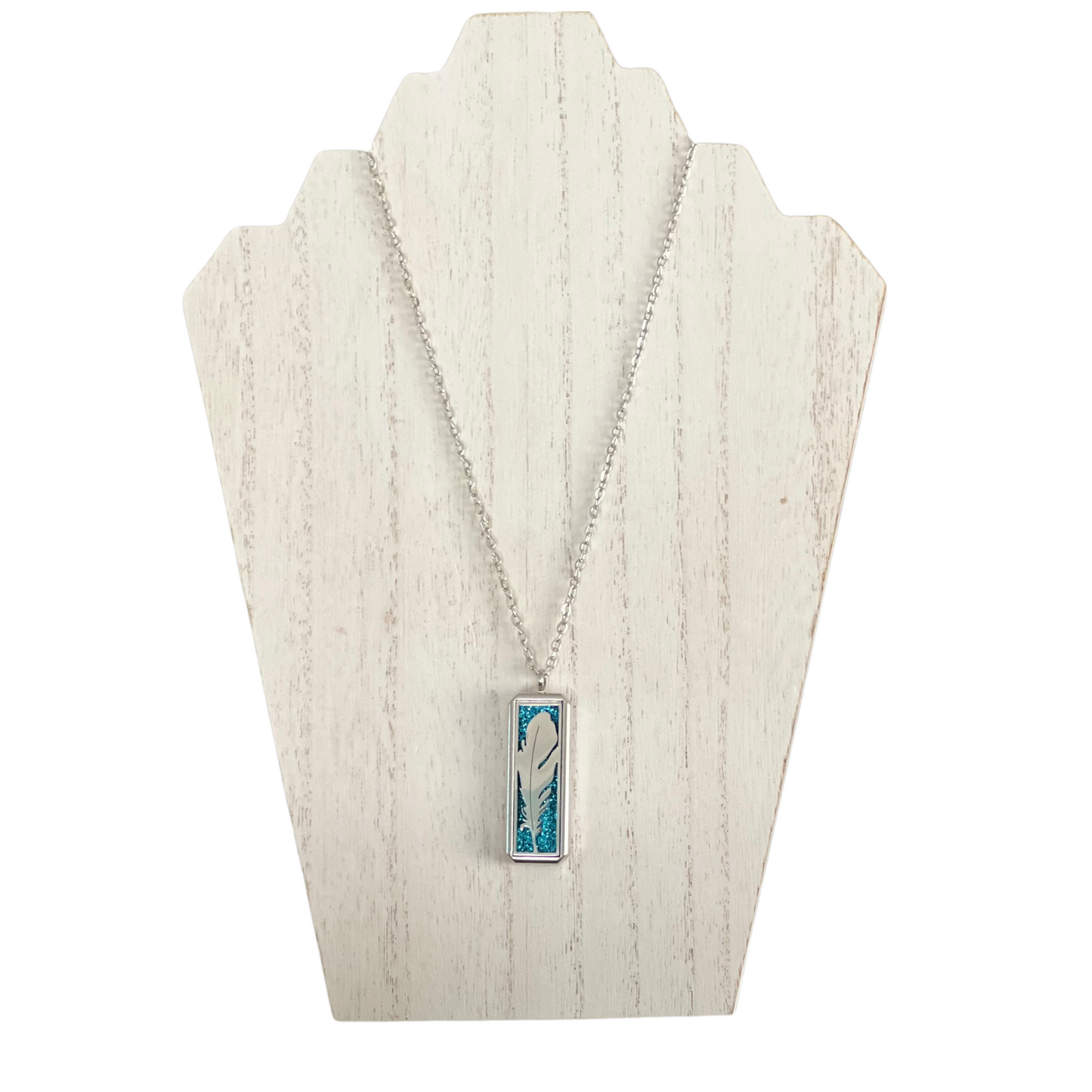 Under His Feathers Diffuser Necklace in Silver