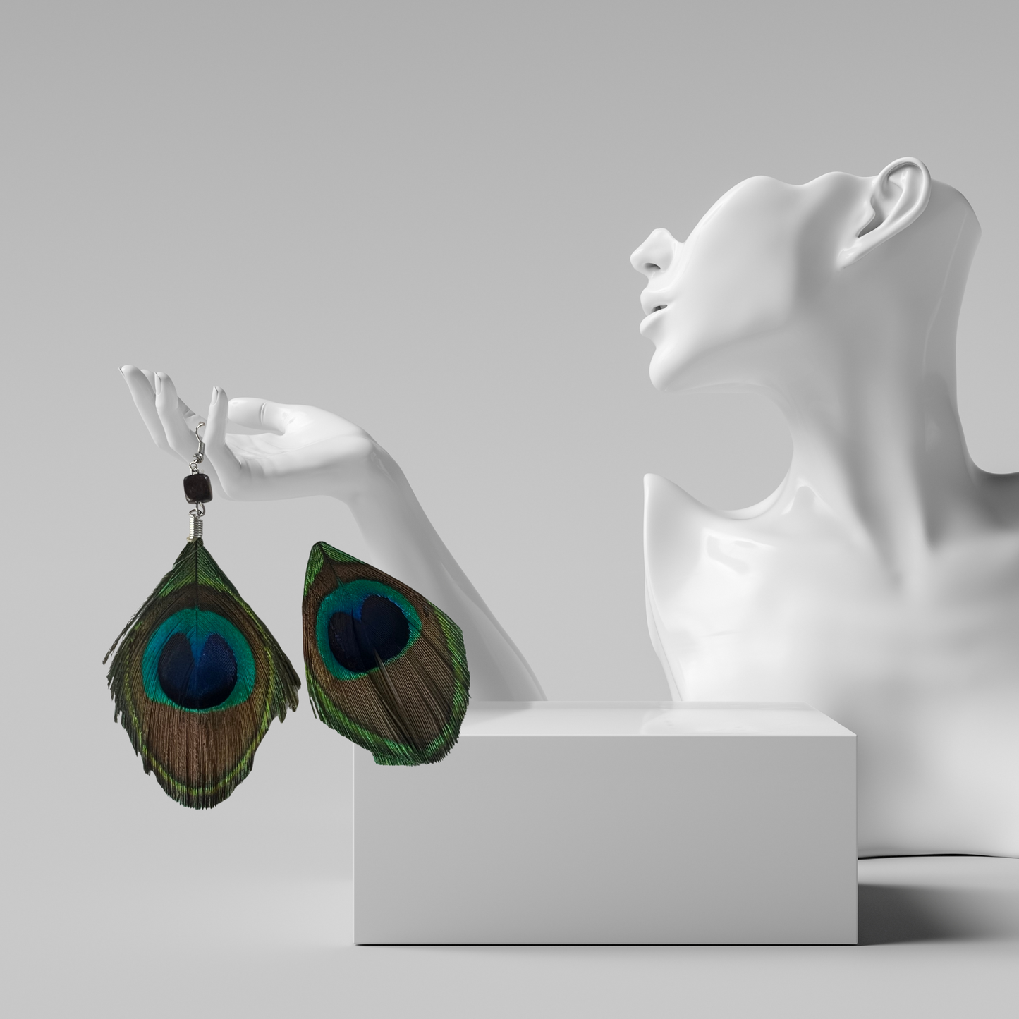 Glory Carrier Peacock Feather Earrings