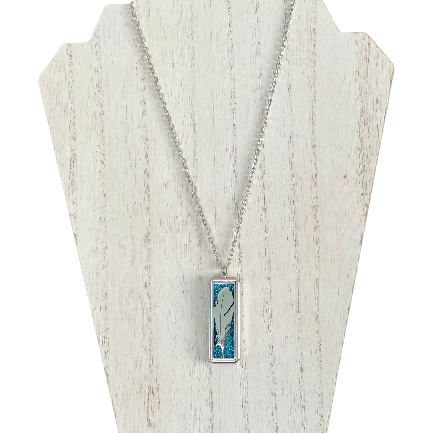 Under His Feathers Diffuser Necklace in Silver