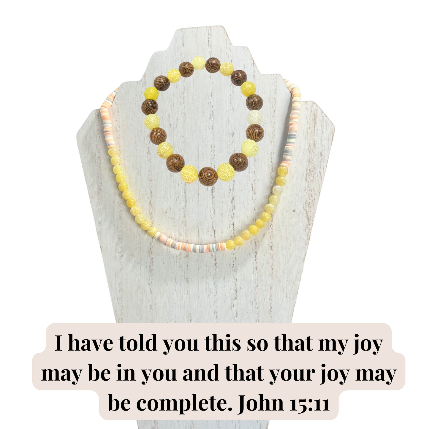 Complete Joy Necklace and Bracelet Stretchy Set with Agate and Polymer Beads