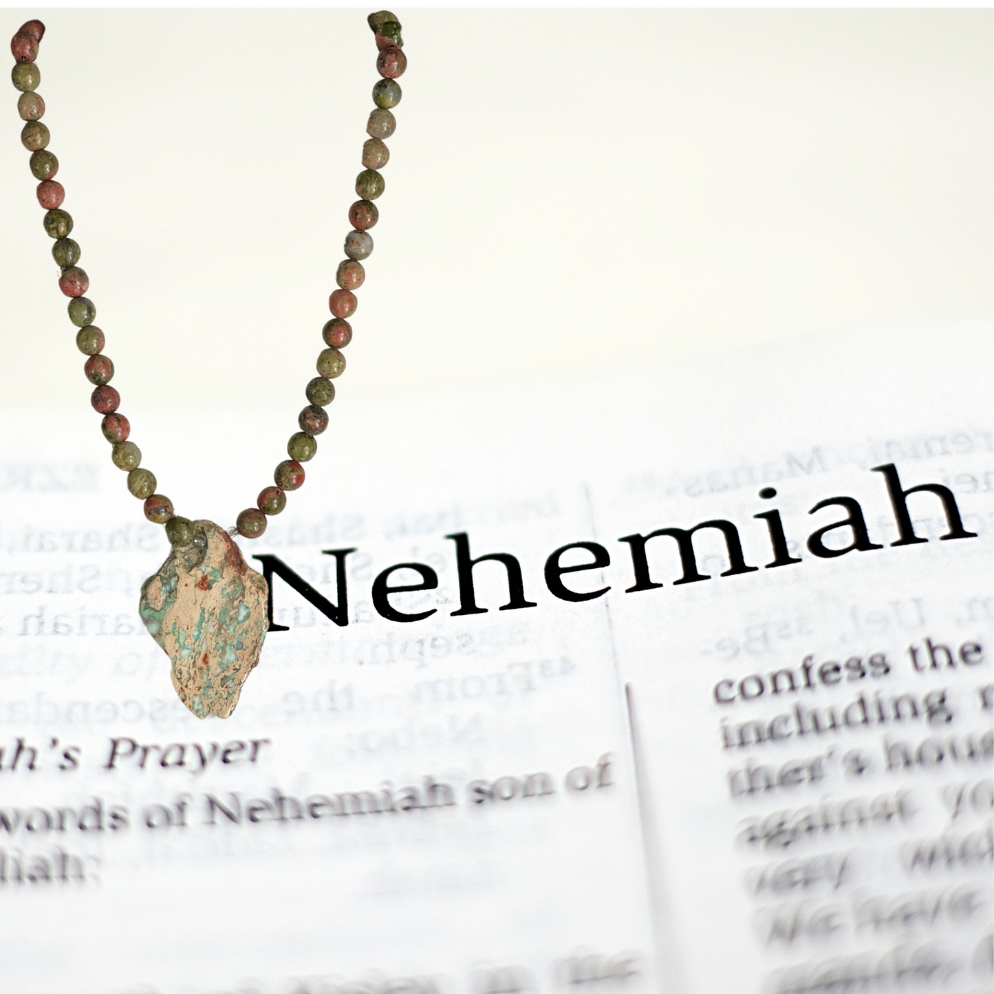 Nehemiah Unakite and Jasper Stone Pendant Necklace- Semi-Precious Stones