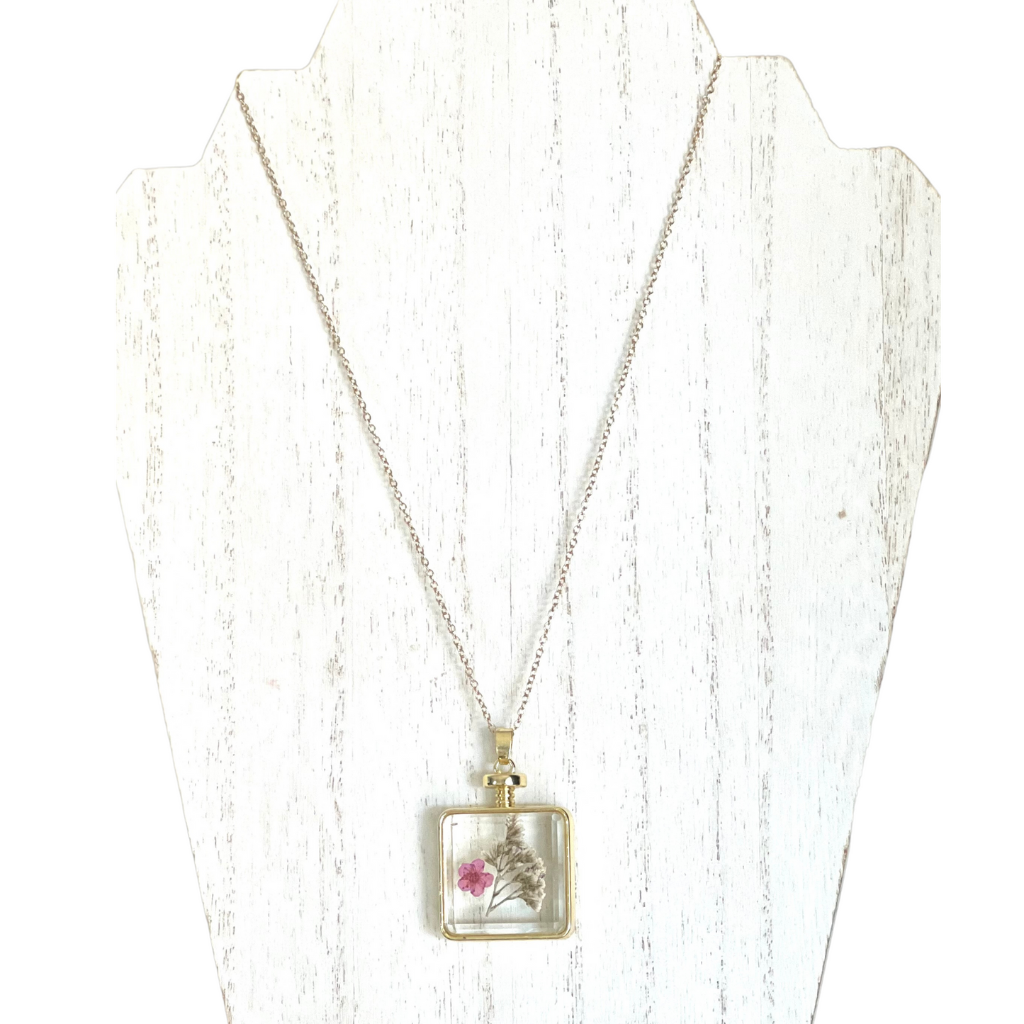 Hidden Bloom Pressed Flower Pendant Necklace