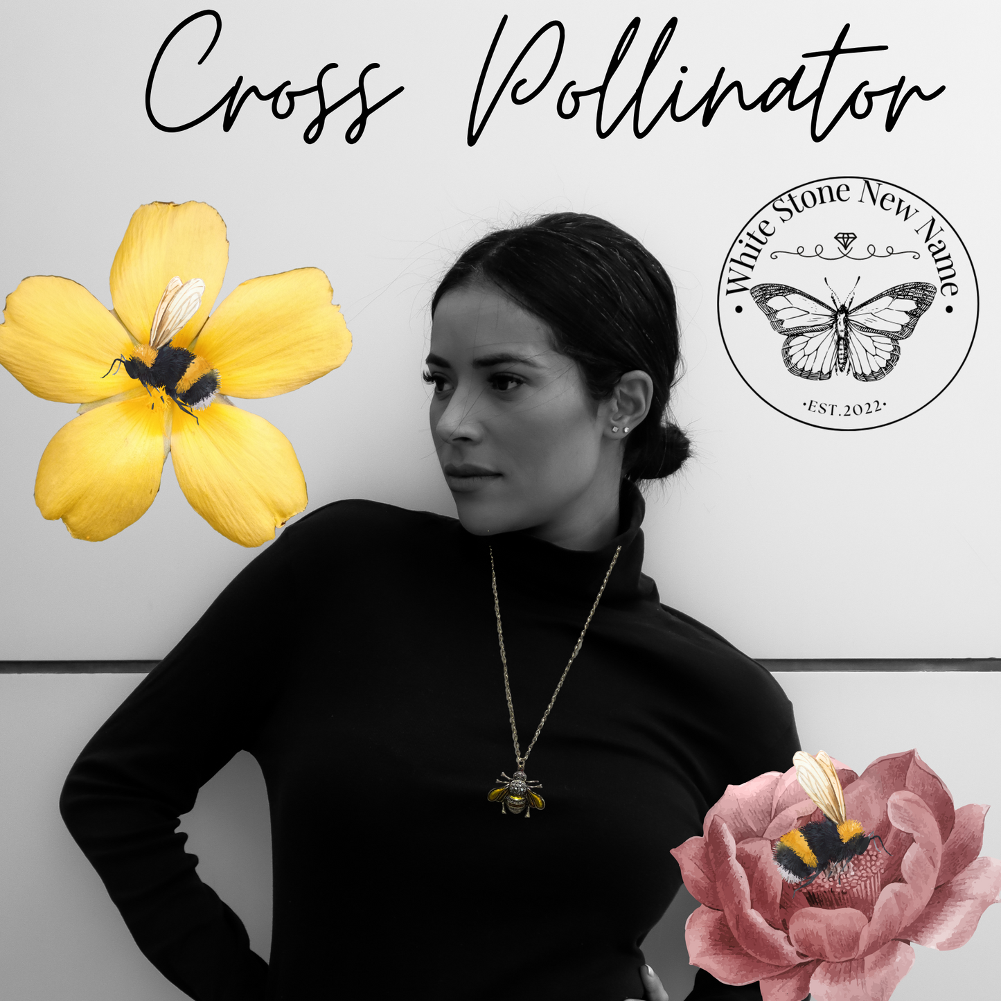 Cross Pollinator Rhinestone and Enamel Bumblebee Brass Necklace