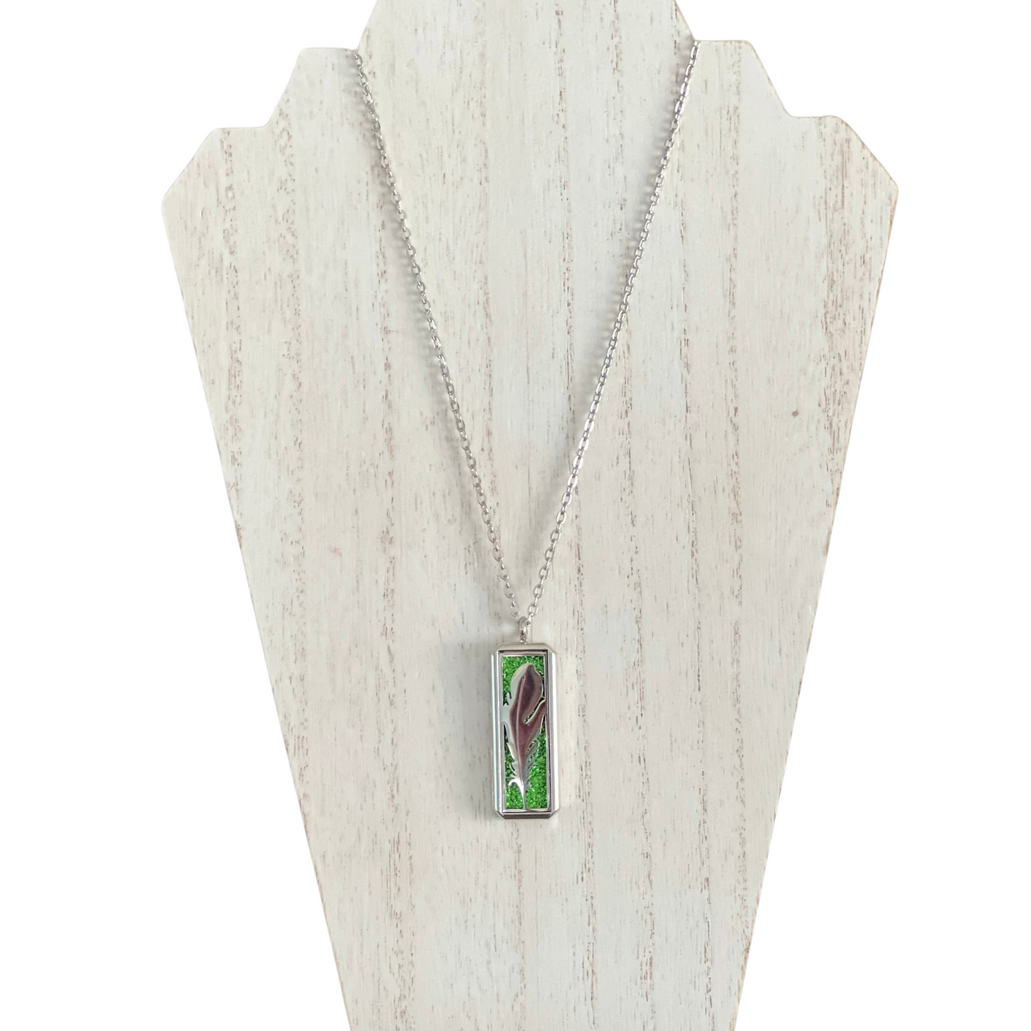 Under His Feathers Diffuser Necklace in Silver
