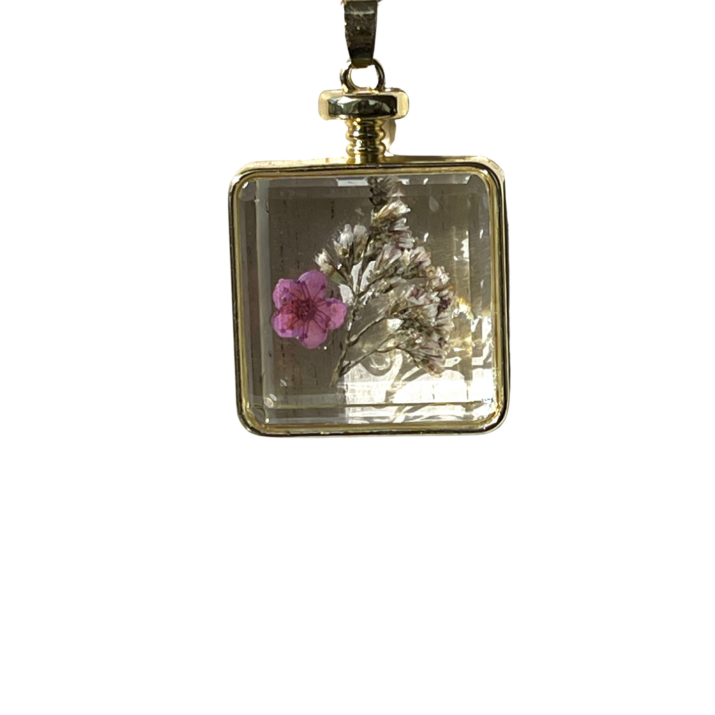 Hidden Bloom Pressed Flower Pendant Necklace