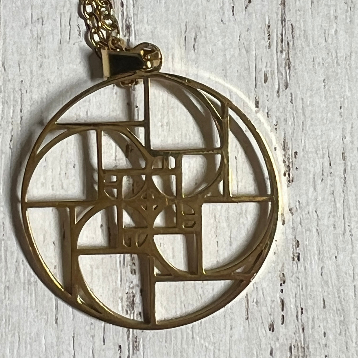 Golden Ratio Necklace Gold Tone Necklace with Golden Ratio Pendant