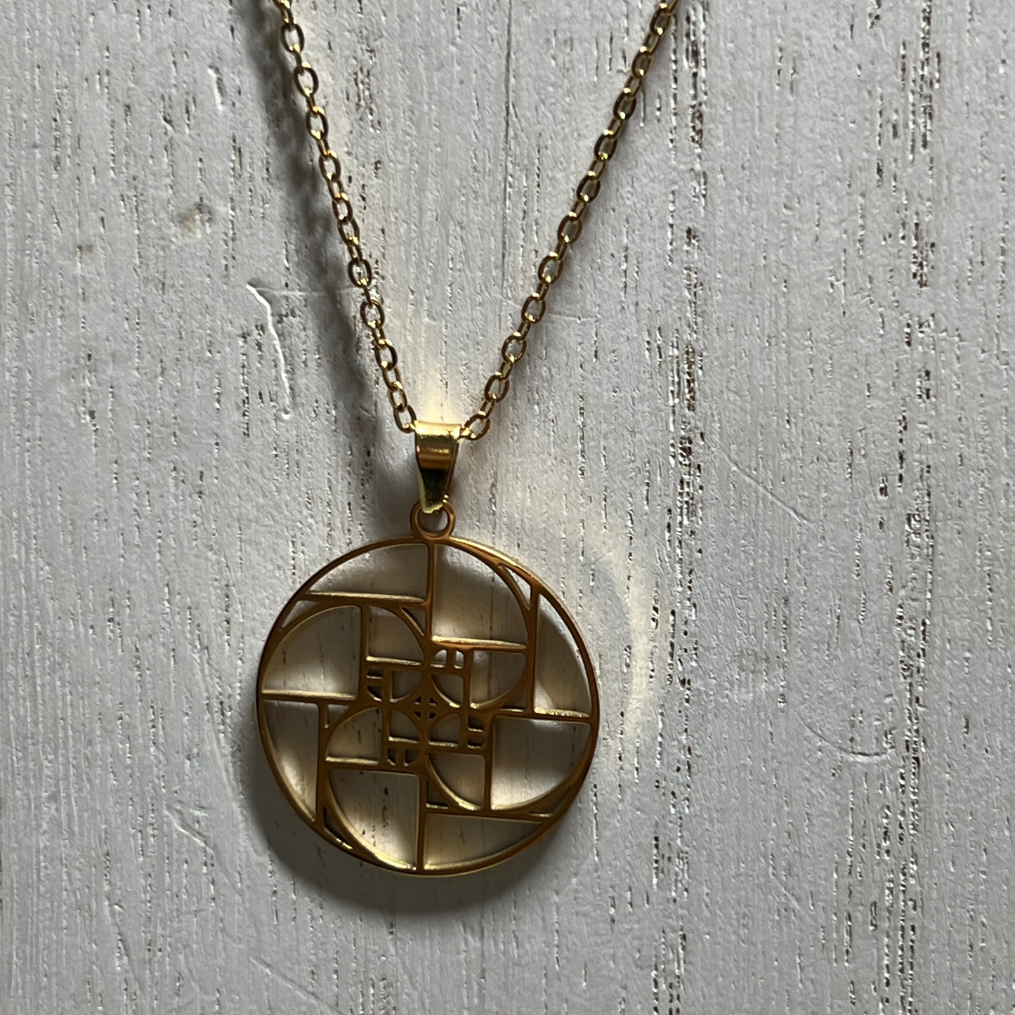 Golden Ratio Necklace Gold Tone Necklace with Golden Ratio Pendant