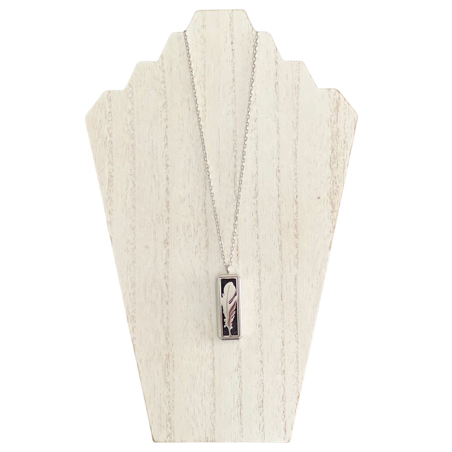 Under His Feathers Diffuser Necklace in Silver