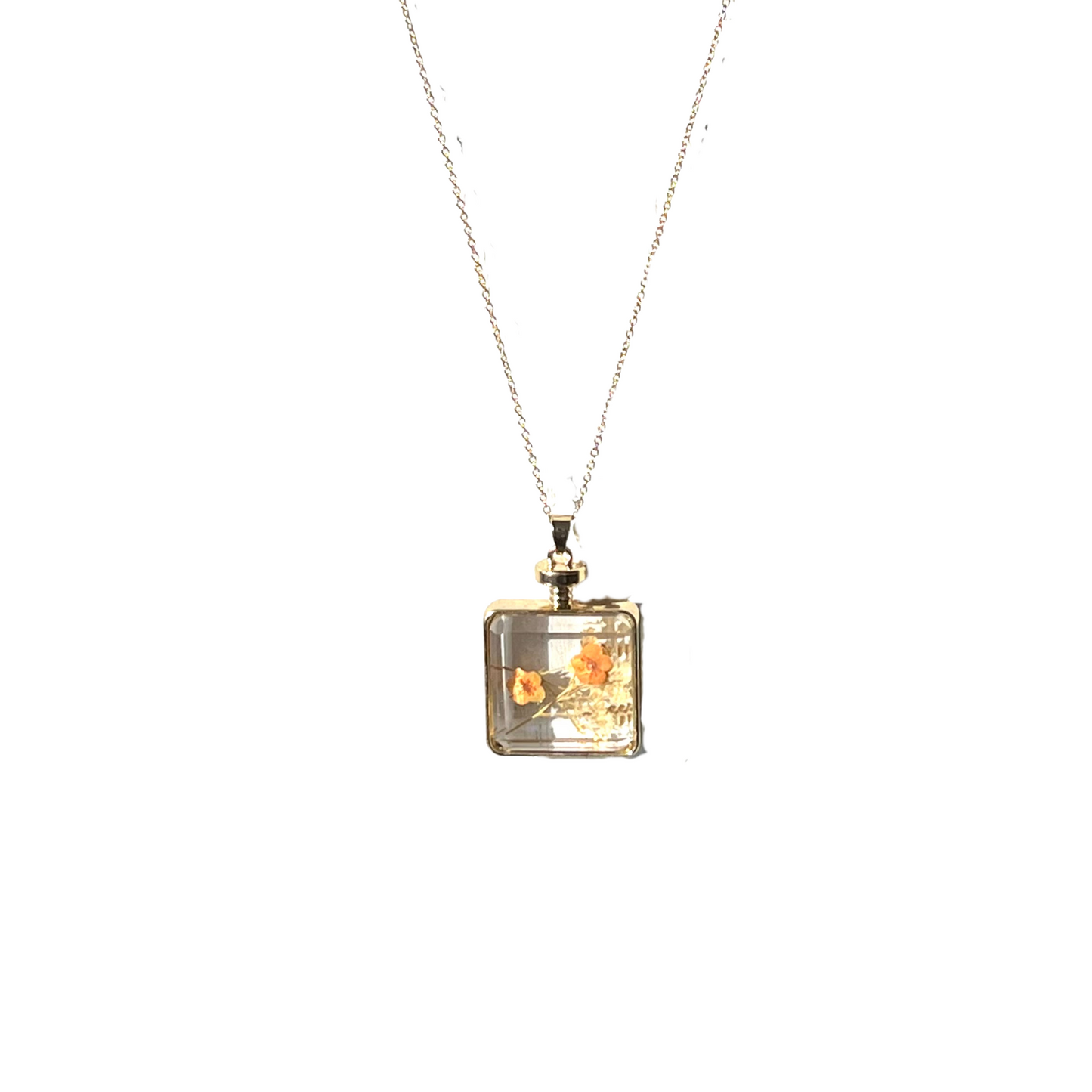 Hidden Bloom Pressed Flower Pendant Necklace