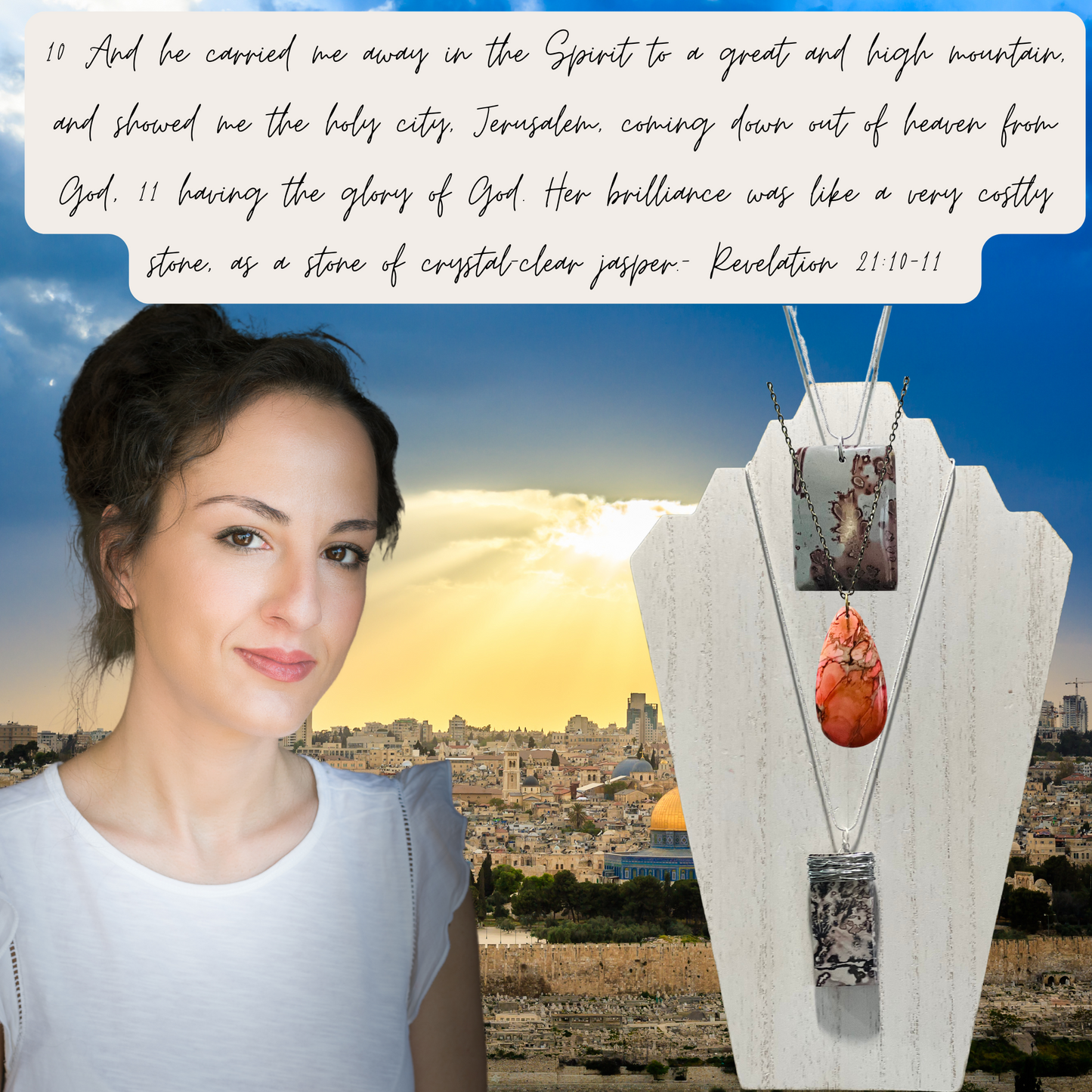 The New Jerusalem Necklace with Genuine Jasper Pendant Stones Statement Piece 3 Styles