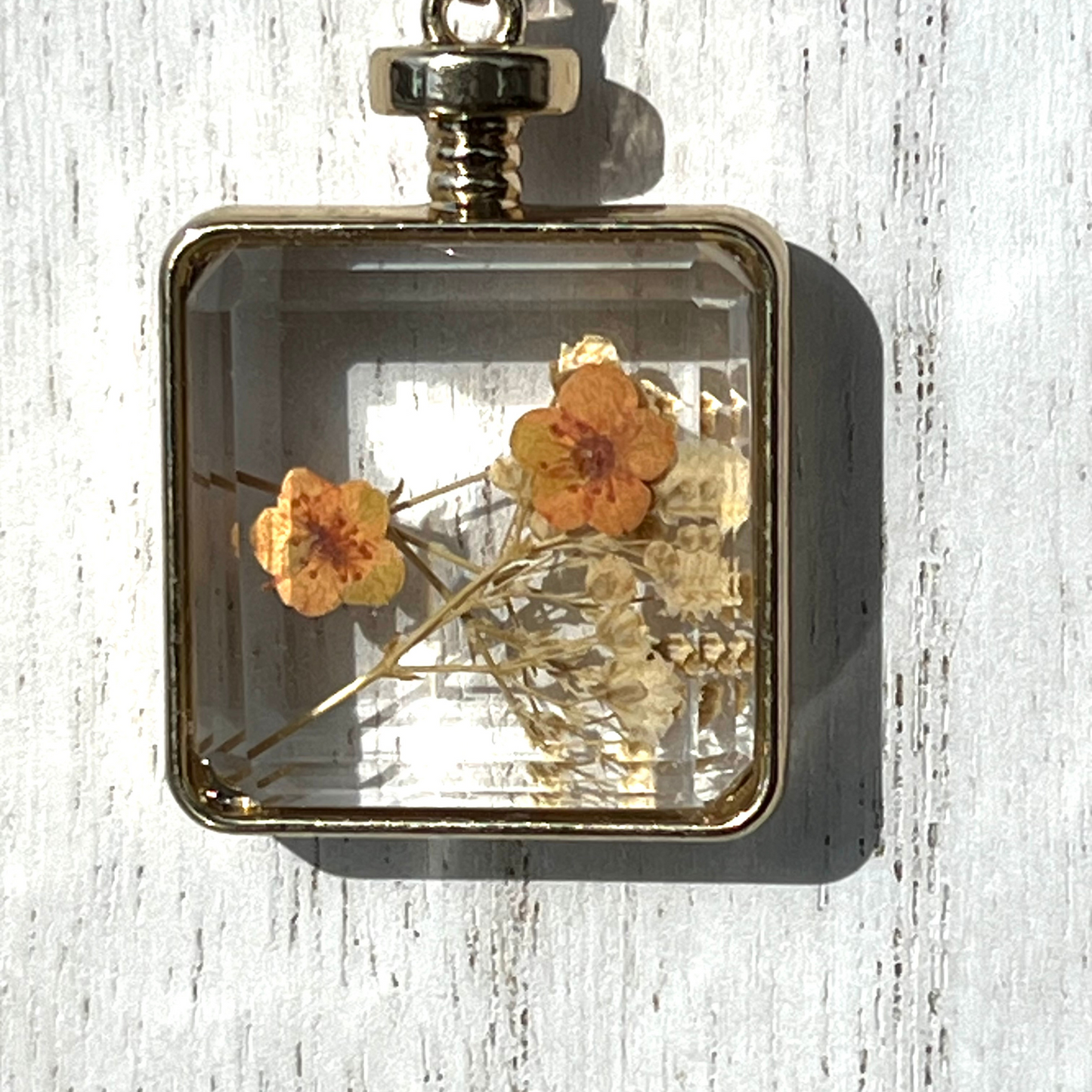 Hidden Bloom Pressed Flower Pendant Necklace