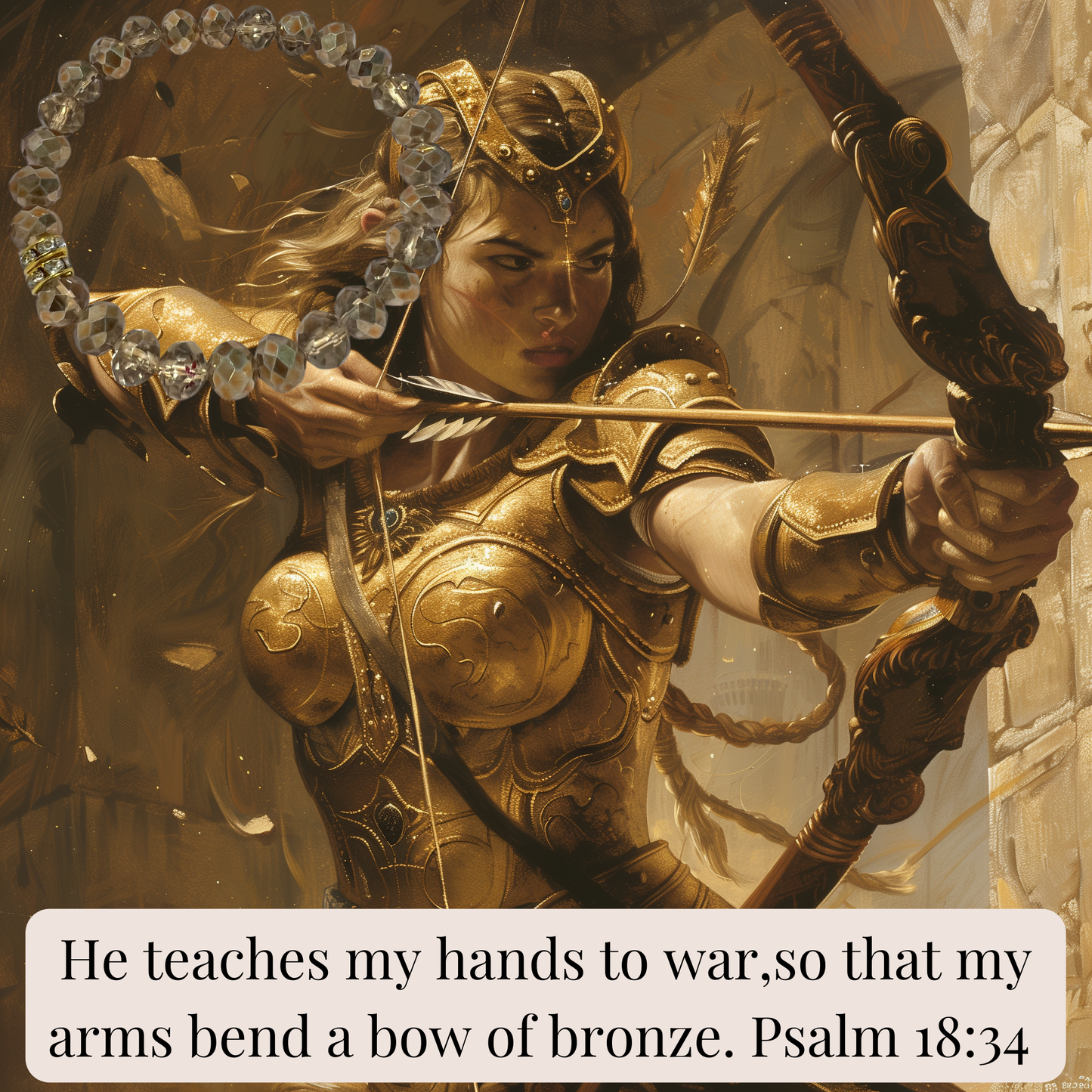 Bow of Bronze Necklace and Bracelets Made with Wood Beads, Quartz and Crystal Set