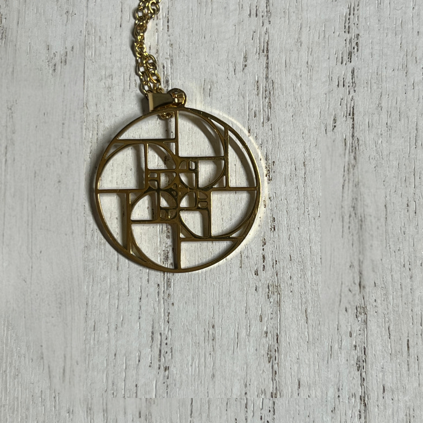 Golden Ratio Necklace Gold Tone Necklace with Golden Ratio Pendant