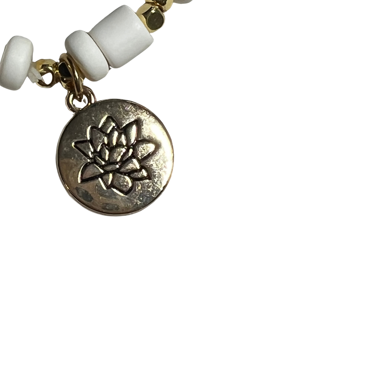 His Blossom White and Gold Beaded Bracelet