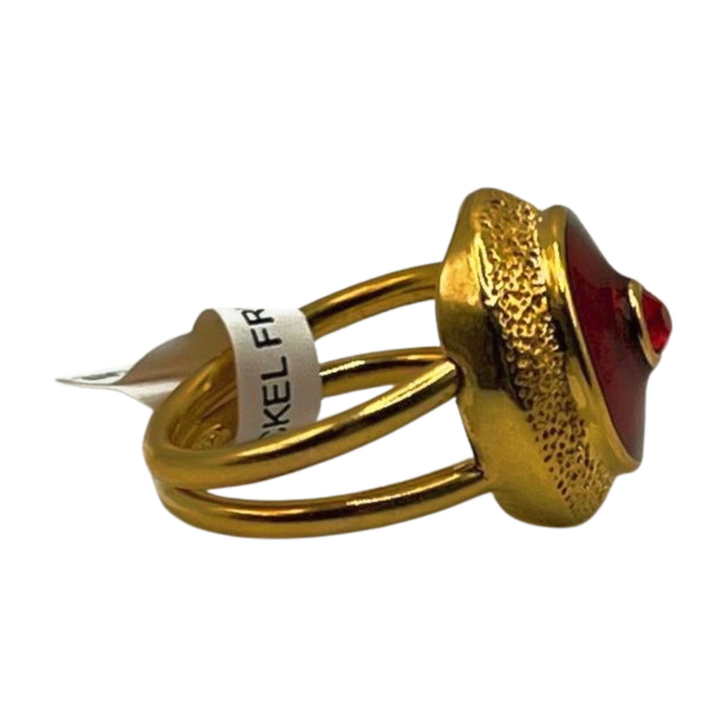 The King's Seal Red Enamel and 18K Gold Electroplated Dophin Ore Ring- Esther Rising