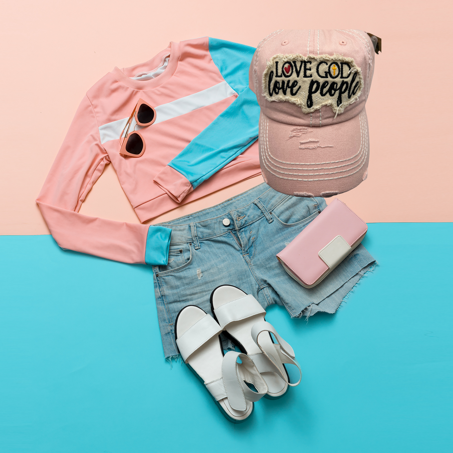 Love God Love People Vintage Style Hat Distressed - Multiple Colors Available