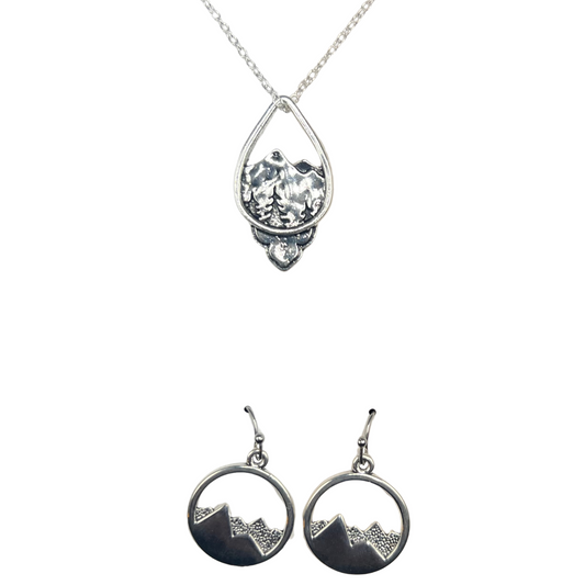 Faith That Moves Mountains SILVER Earrings and Necklace SET