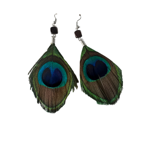 Glory Carrier Peacock Feather Earrings