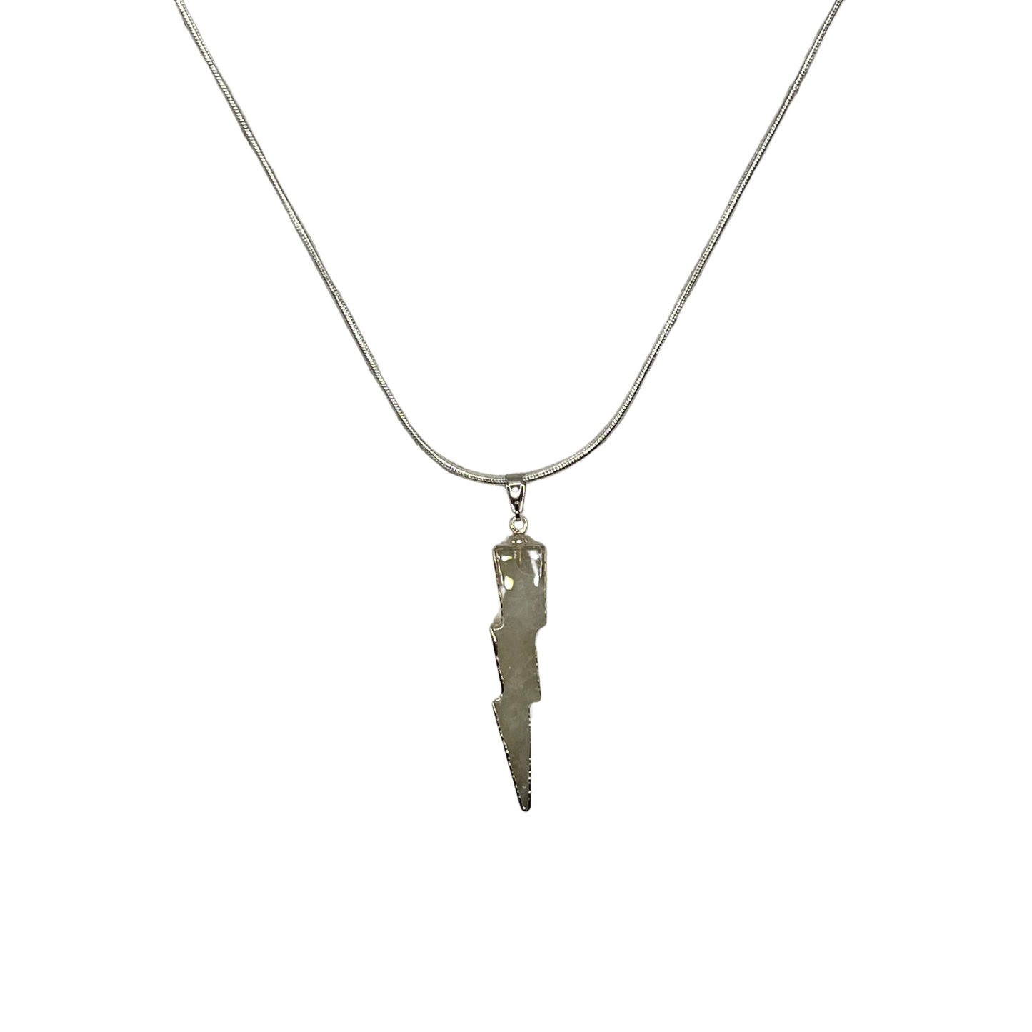 Dunamis-The Lightnings of God -I Host His Presence Crystal Quartz Sterling Filled Lightning Necklace