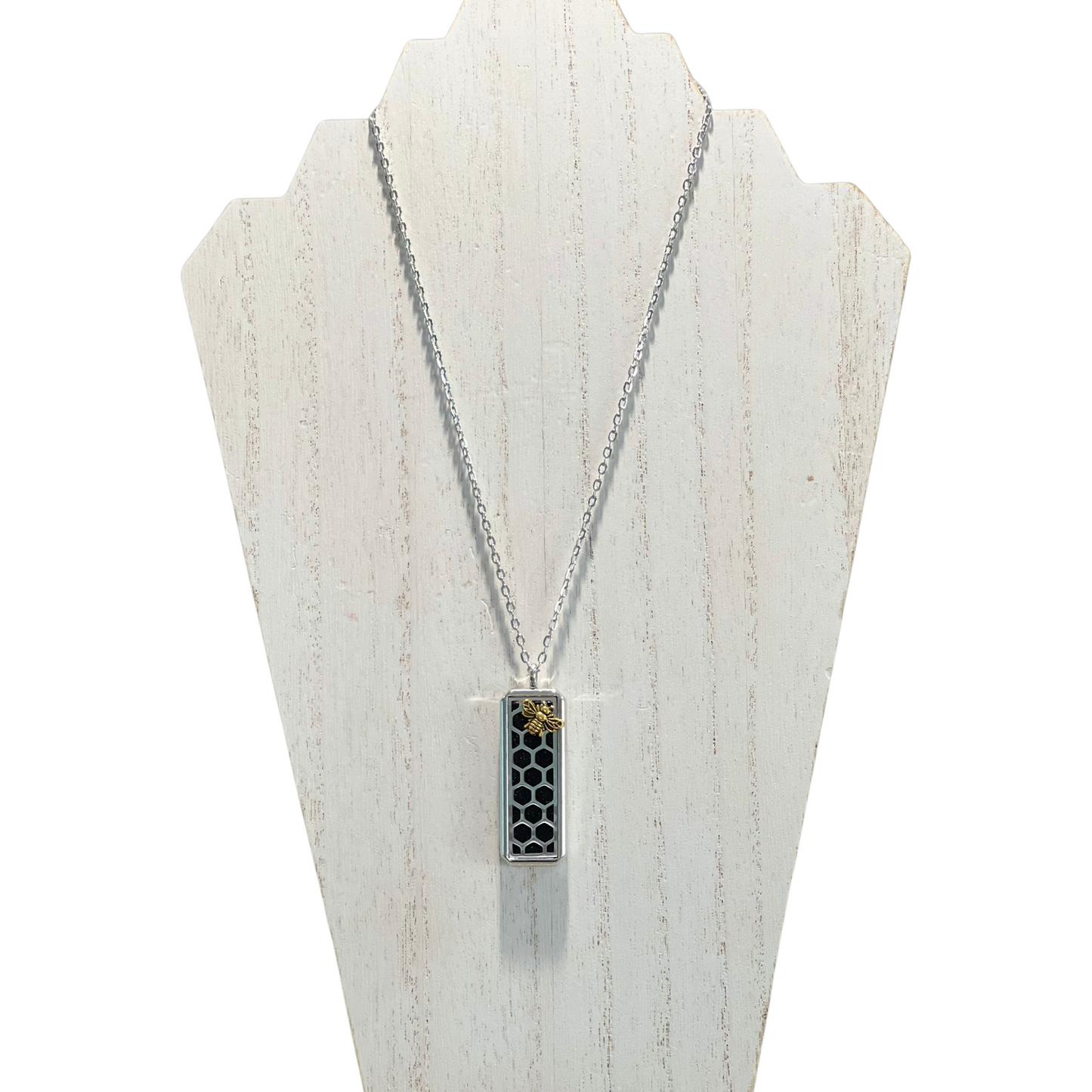 Honey In the Rock Diffuser Aromatherapy Necklace Silver and Gold