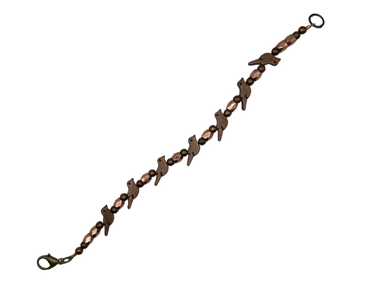 Sparrows Bracelet with Oxidized Copper and Rose Gold Faceted Beads