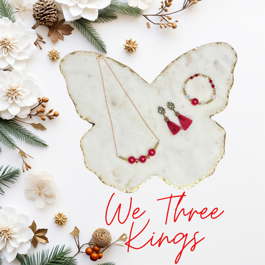 We Three Kings SET Necklace, Tassel and Rhinestone Earrings, and Bracelet