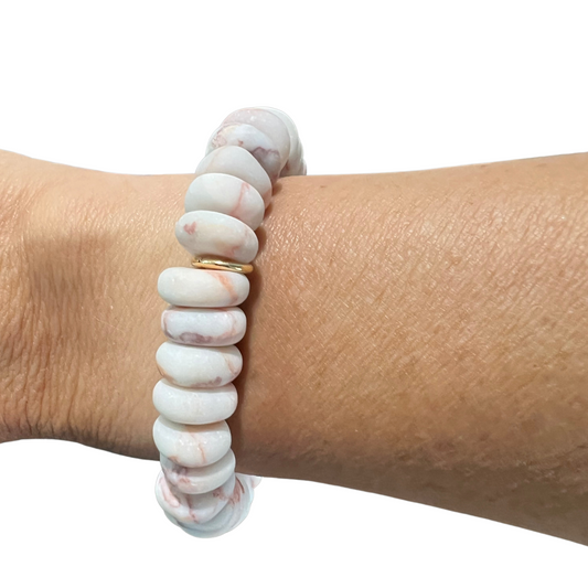 Stones that Cry Out Red- Veined Jasper Rondelle Stone Stretchy Cord Bracelet