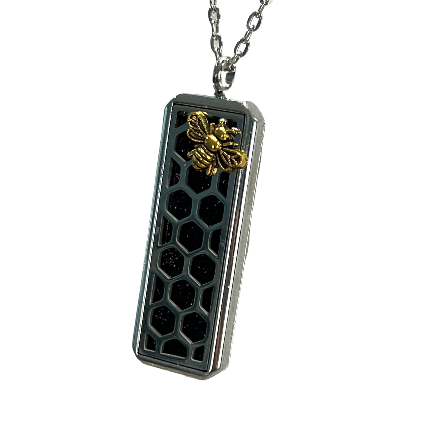 Honey In the Rock Diffuser Aromatherapy Necklace Silver and Gold