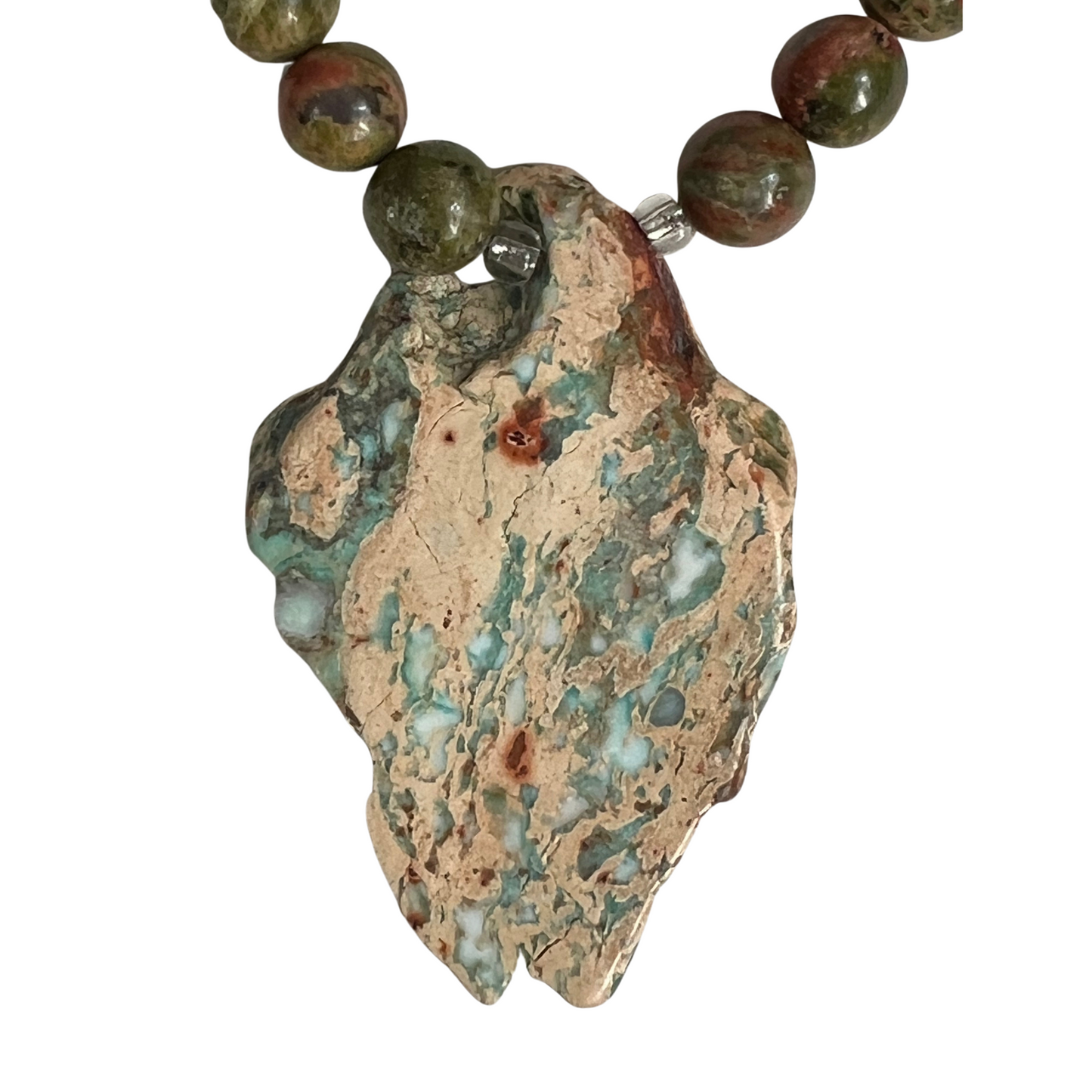 Nehemiah Unakite and Jasper Stone Pendant Necklace- Semi-Precious Stones