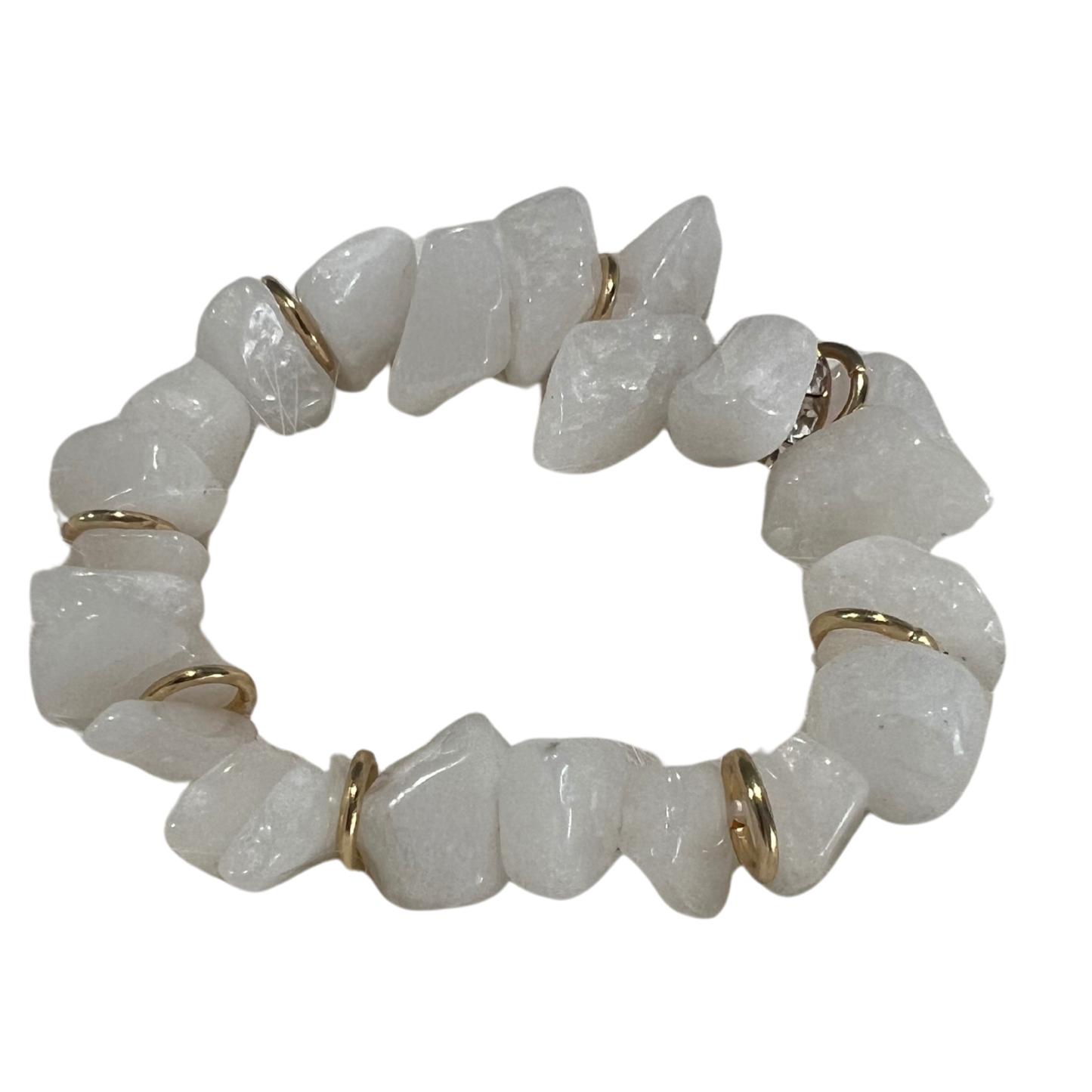Snow White Quartz Pebbled Beaded Bracelet With 18K Gold Plated Findings- The Bridal Call Style 4