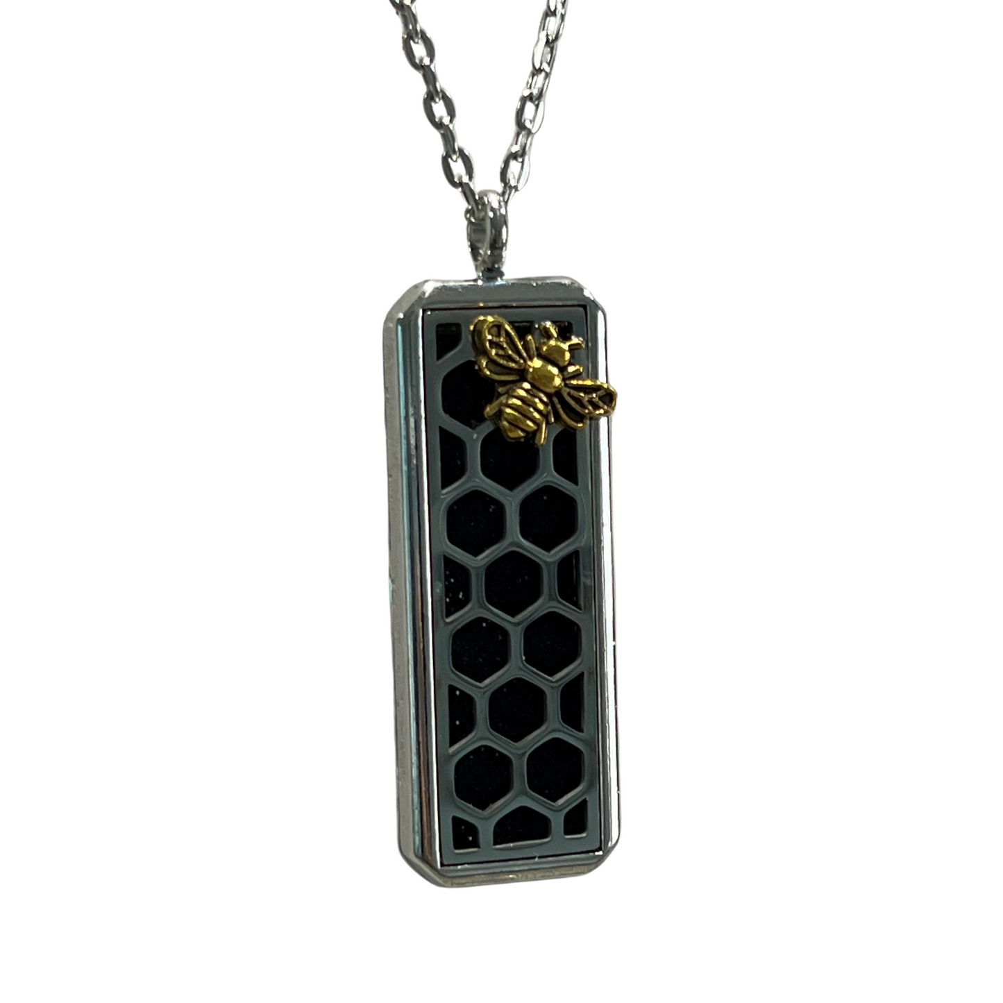 Honey In the Rock Diffuser Aromatherapy Necklace Silver and Gold