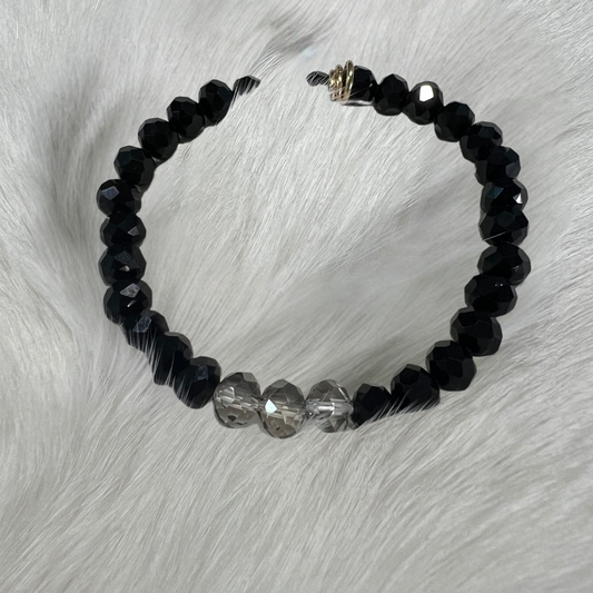 Black Crystal Beaded Stretchy Bracelet - Mysteries of Heaven Style 1