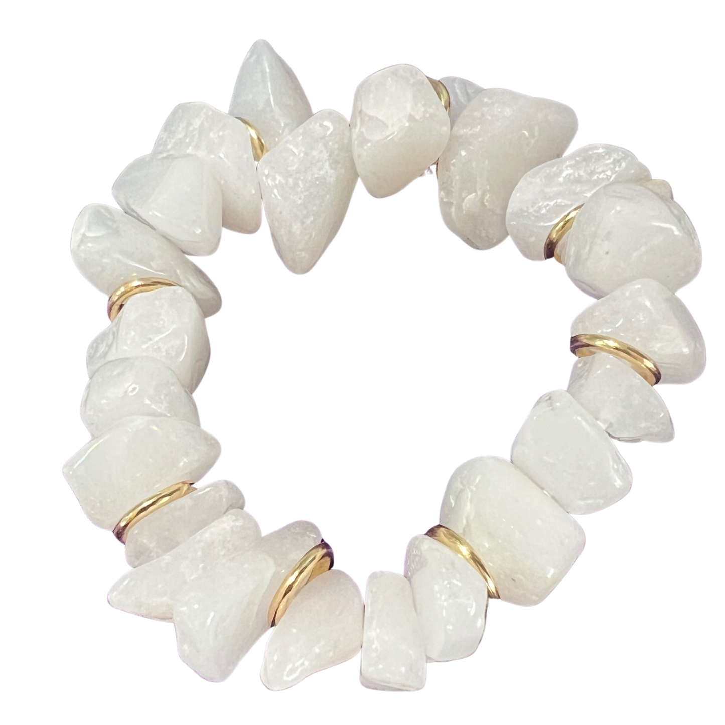 Snow White Quartz Pebbled Beaded Bracelet With 18K Gold Plated Findings- The Bridal Call Style 4