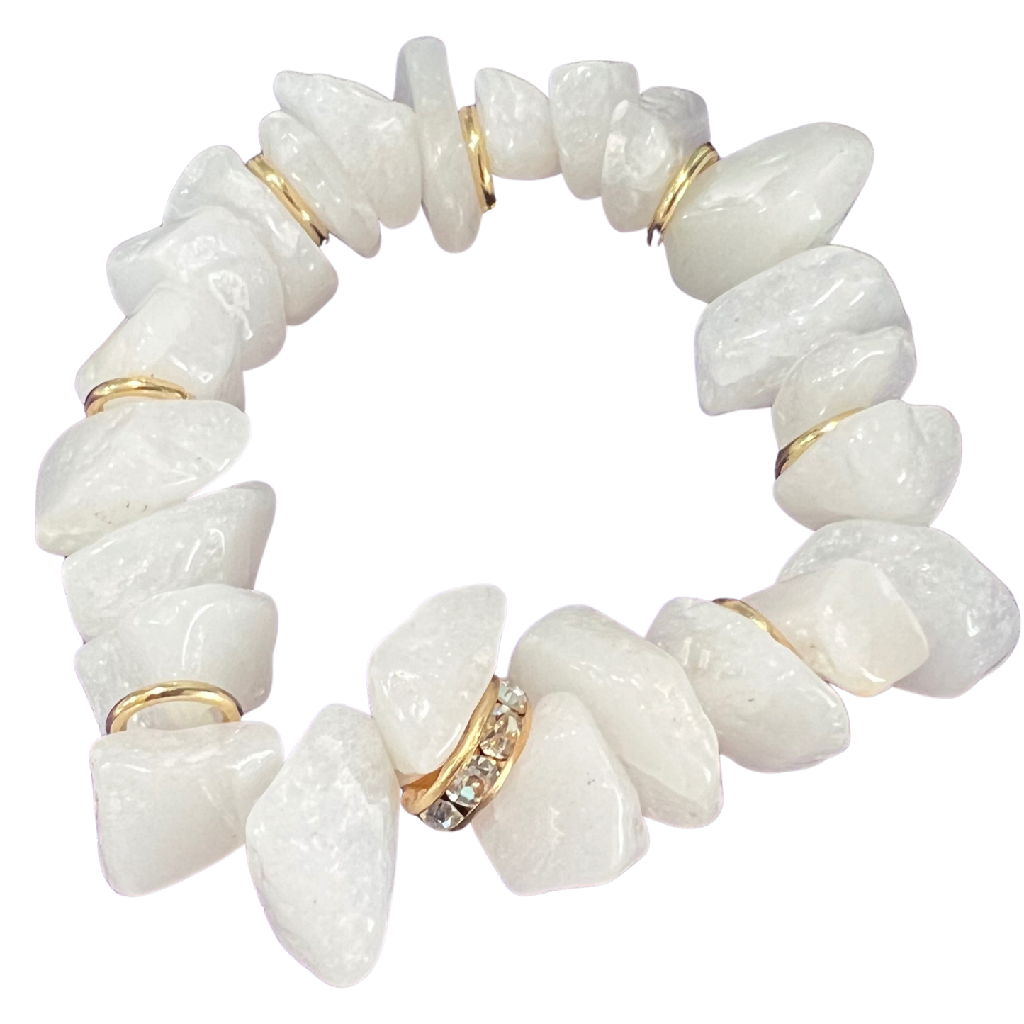 Snow White Quartz Pebbled Beaded Bracelet With 18K Gold Plated Findings- The Bridal Call Style 4