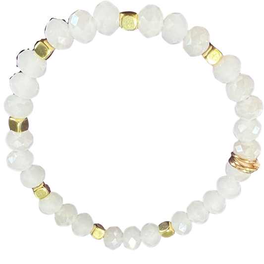 Crystal Stretchy Bracelet with 18K Gold Spacer Beads The Bridal Call Collection Style 6