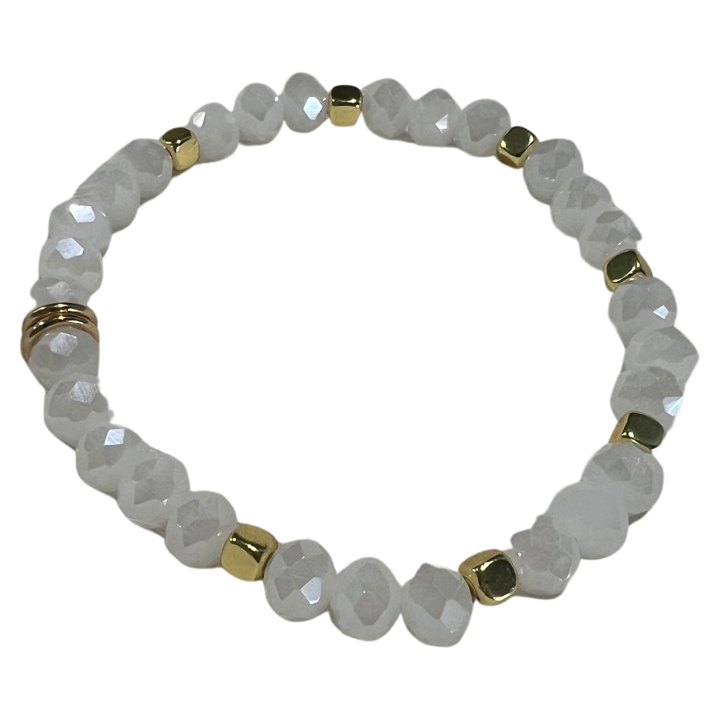 Crystal Stretchy Bracelet with 18K Gold Spacer Beads The Bridal Call Collection Style 6