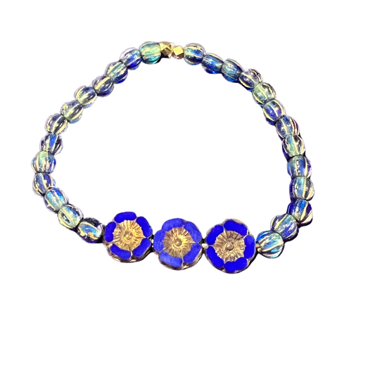 Blossoming Revelation Bracelet With Czech Melon Beads and Hawaiian Beads