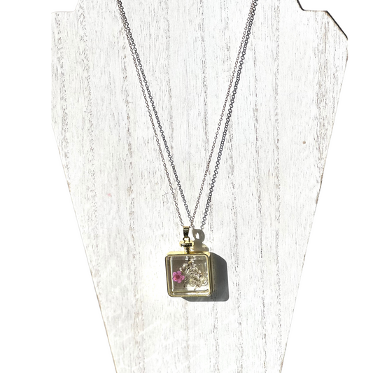 Hidden Bloom Pressed Flower Pendant Necklace