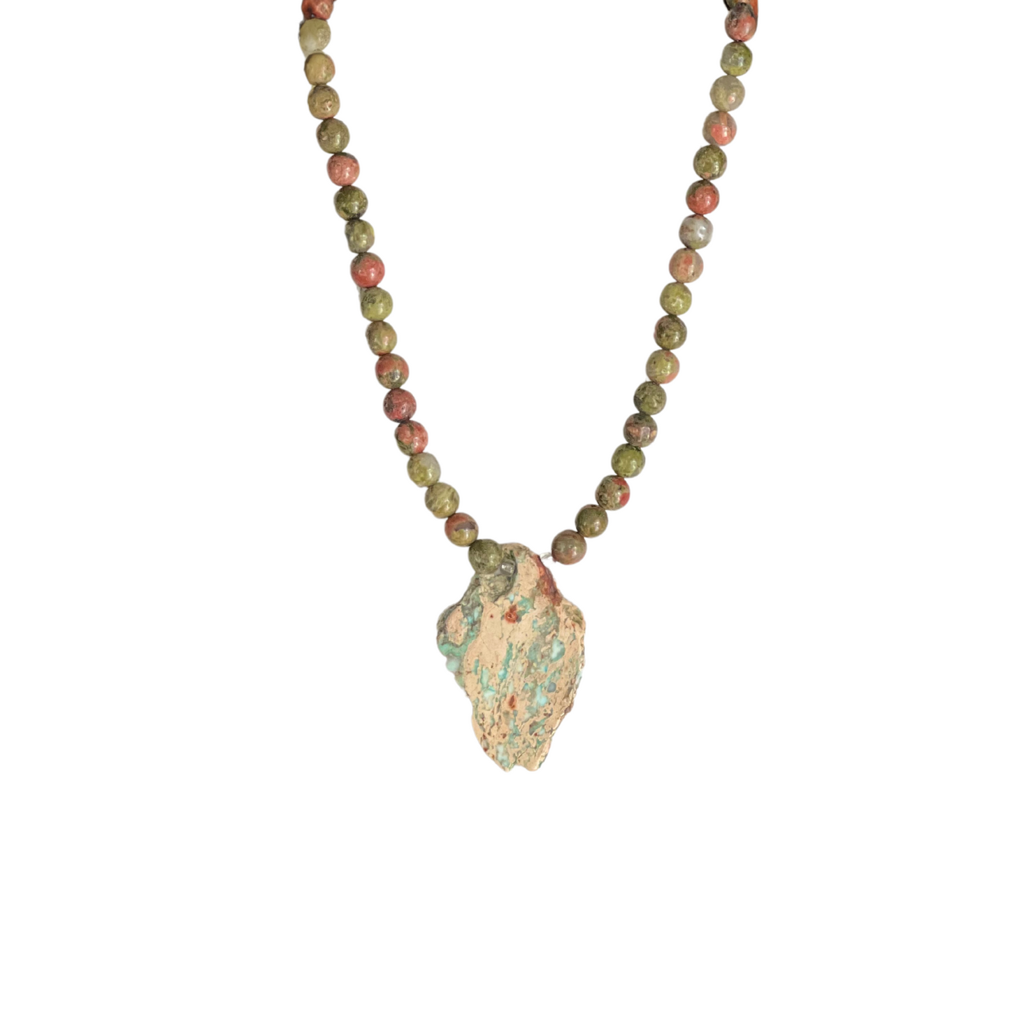 Nehemiah Unakite and Jasper Stone Pendant Necklace- Semi-Precious Stones