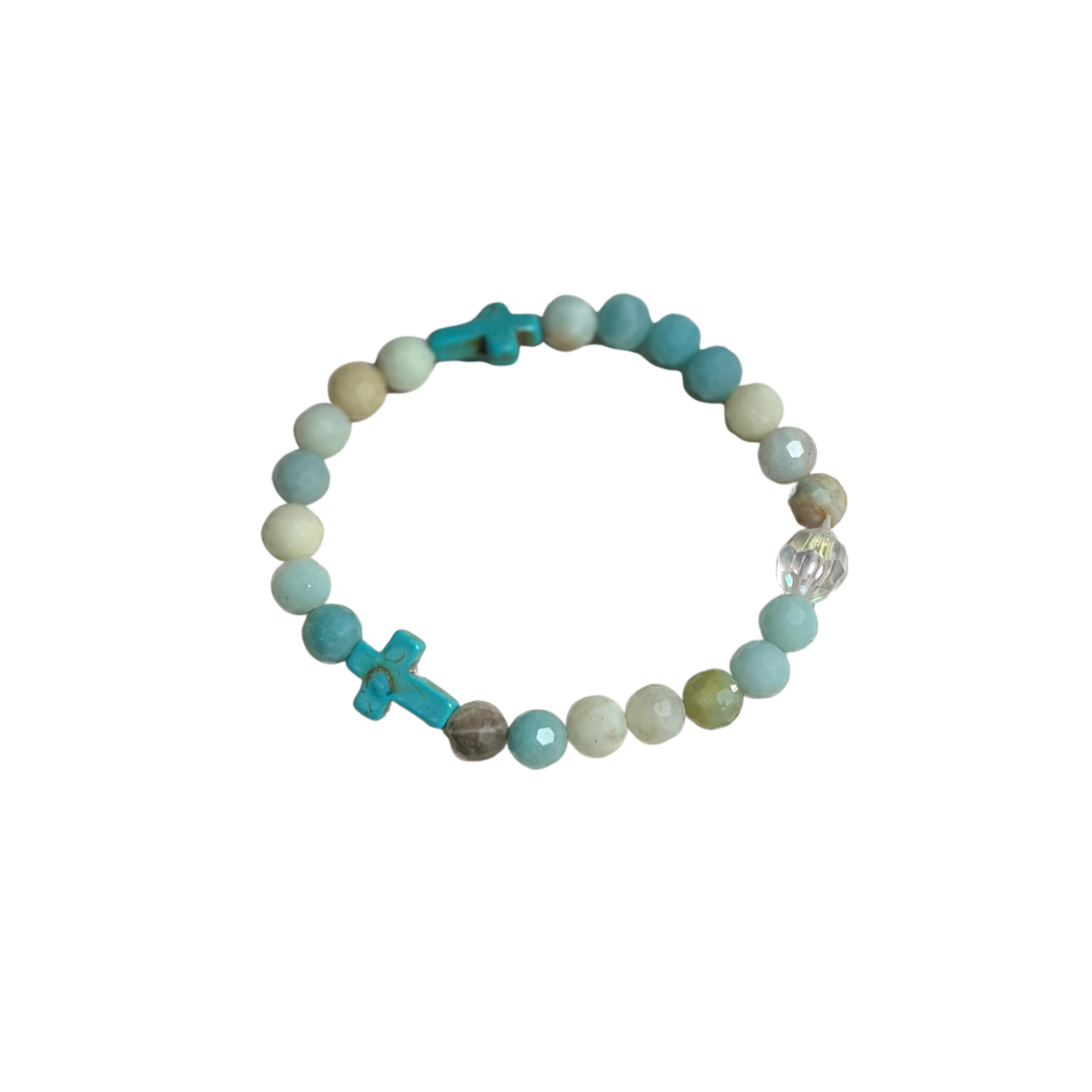 Alive in His River Amazonite and Turquoise Bracelet with Cross