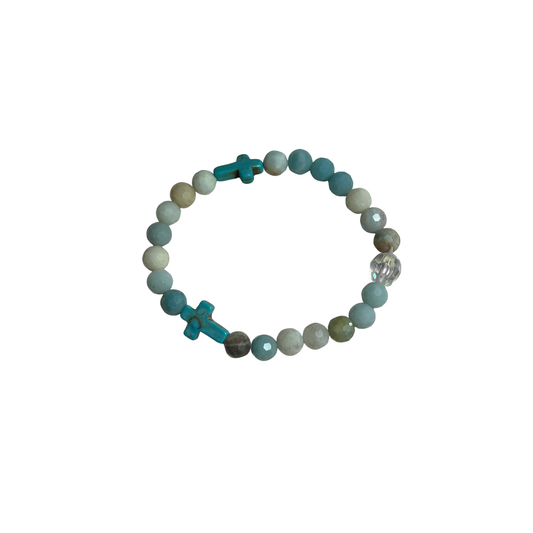 Alive in His River Amazonite and Turquoise Bracelet with Cross