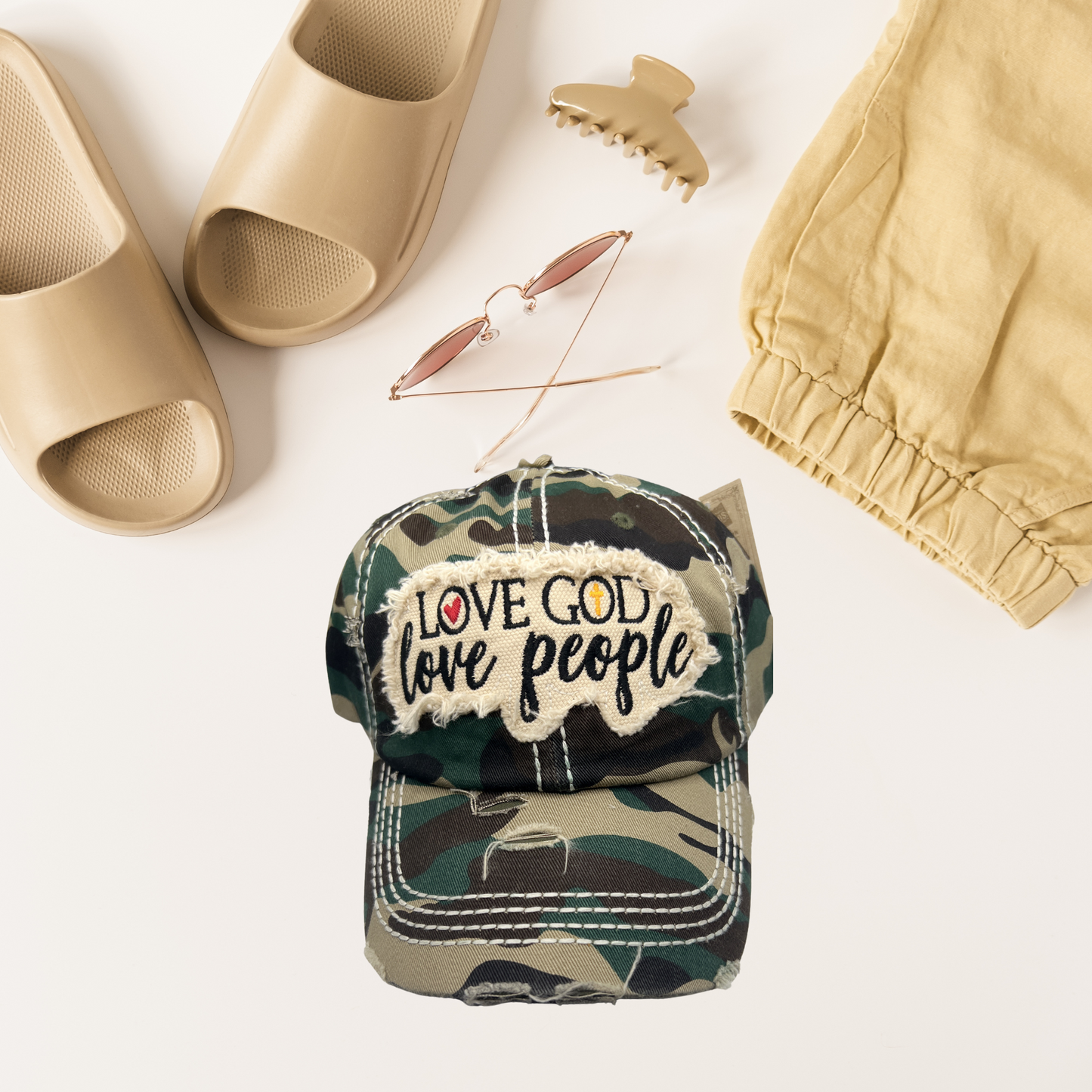 Love God Love People Vintage Style Hat Distressed - Multiple Colors Available