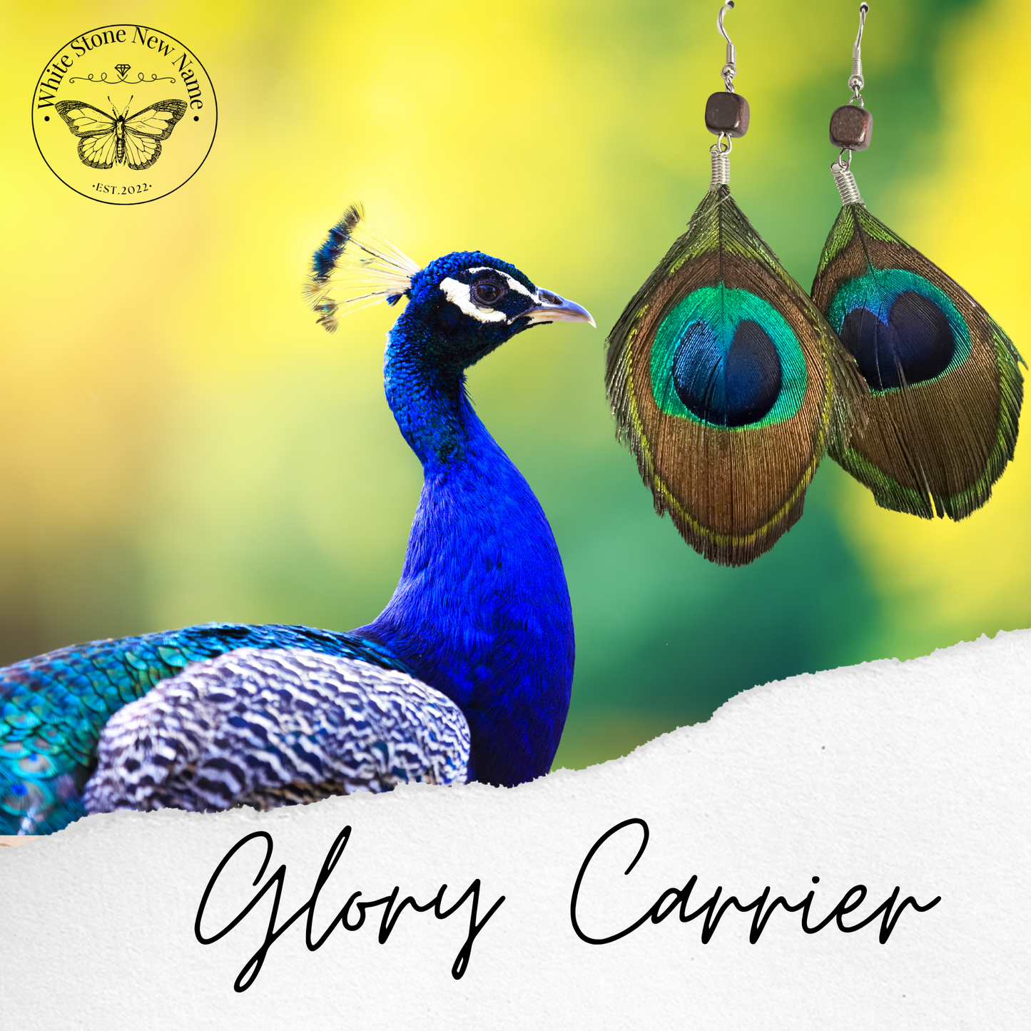 Glory Carrier Peacock Feather Earrings